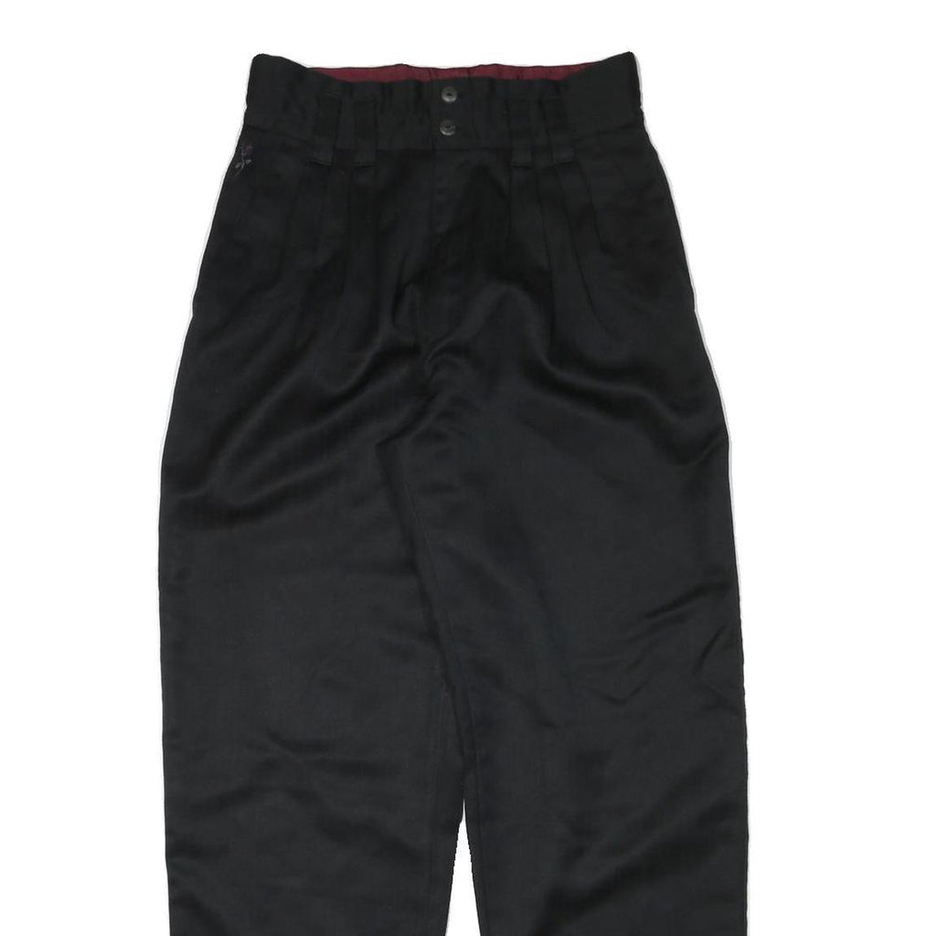 Womens Black Relaxed Fit Trousers W28 L30 Polyester Blend Zip Closure