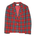 PENDLETON Womens Red & Green Check Jacket S Wool Tailored Blazer Button Closure