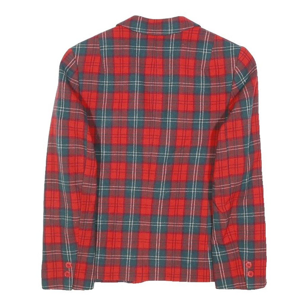 PENDLETON Womens Red & Green Check Jacket S Wool Tailored Blazer Button Closure