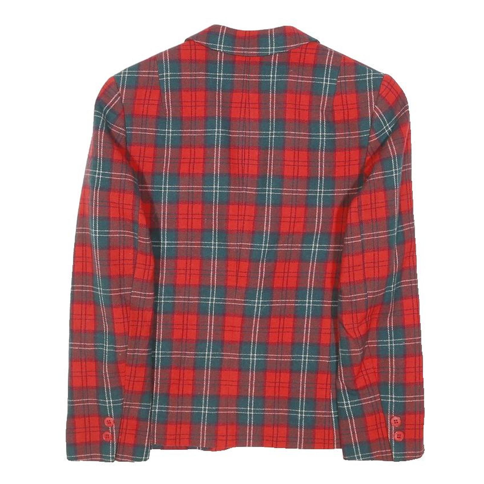 PENDLETON Womens Red & Green Check Jacket S Wool Tailored Blazer Button Closure