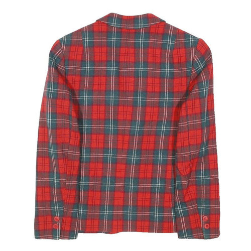 PENDLETON Womens Red & Green Check Jacket S Wool Tailored Blazer Button Closure