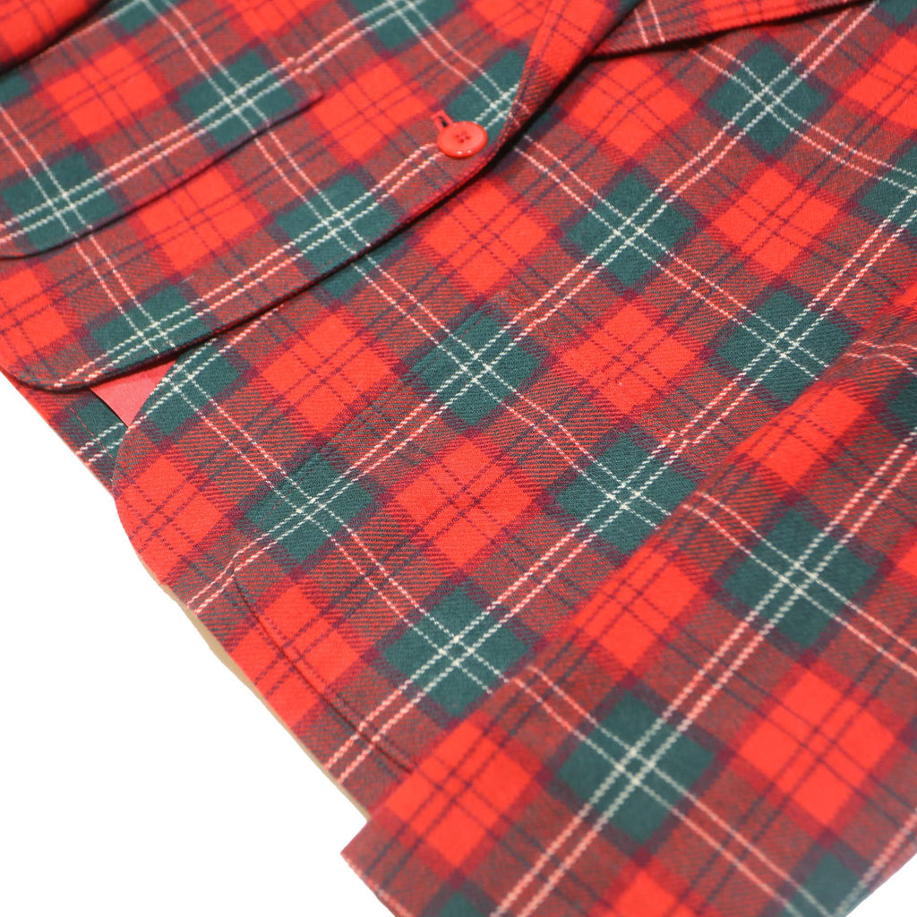 PENDLETON Womens Red & Green Check Jacket S Wool Tailored Blazer Button Closure
