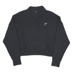 GYMSHARK Womens Black Pullover Sweatshirt 2XL Cotton Blend Half Zip Casual
