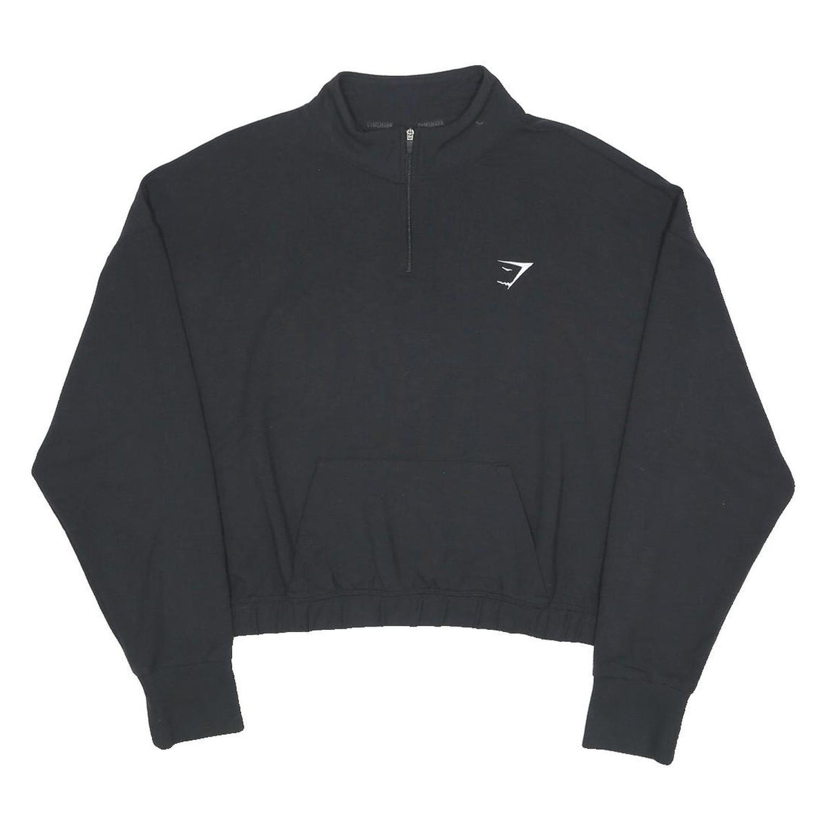 GYMSHARK Womens Black Pullover Sweatshirt 2XL Cotton Blend Half Zip Casual