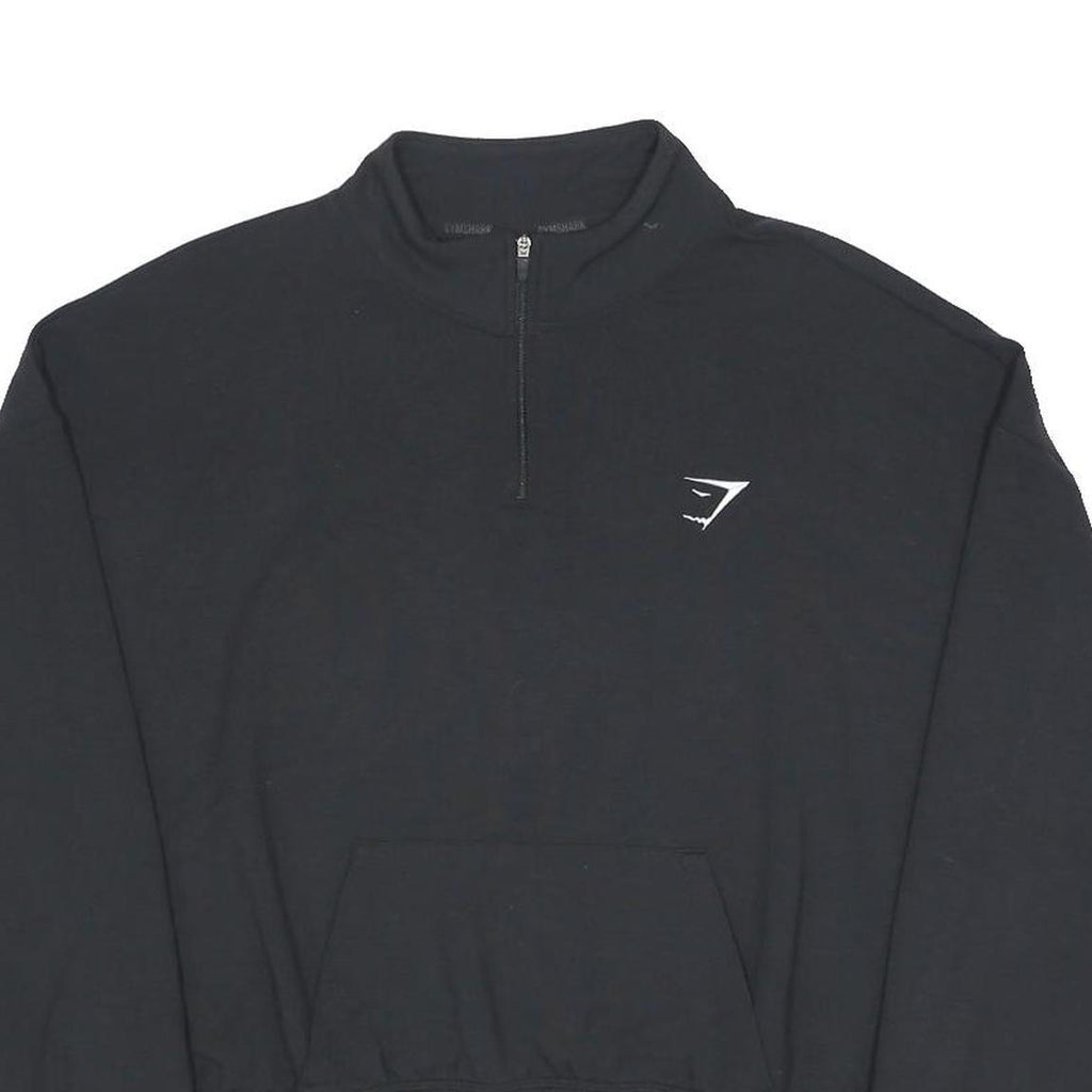 GYMSHARK Womens Black Pullover Sweatshirt 2XL Cotton Blend Half Zip Casual