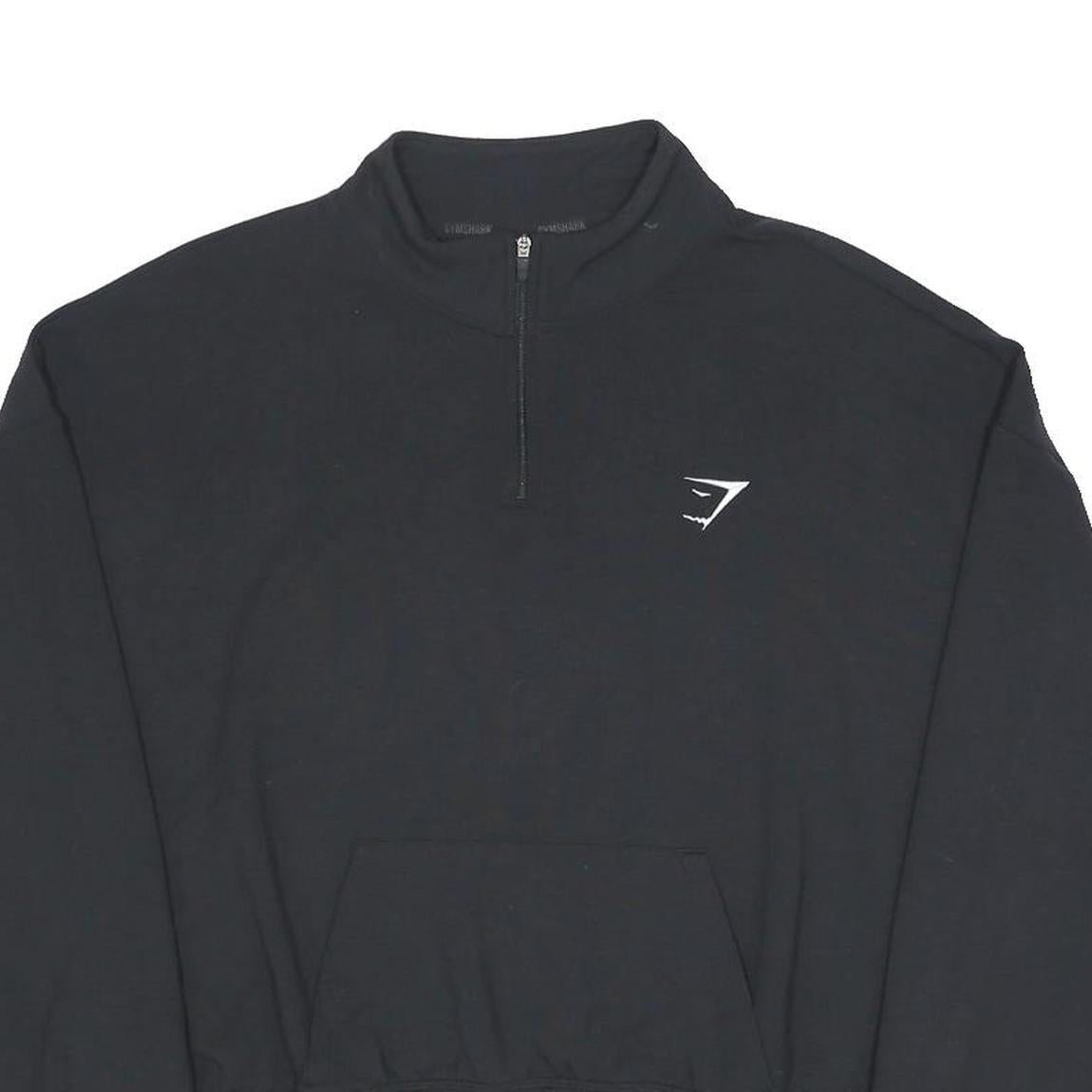 GYMSHARK Womens Black Pullover Sweatshirt 2XL Cotton Blend Half Zip Casual
