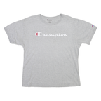 CHAMPION Mens Grey Graphic T-Shirt L Short Sleeve Crew Neck Logo Cotton Jersey