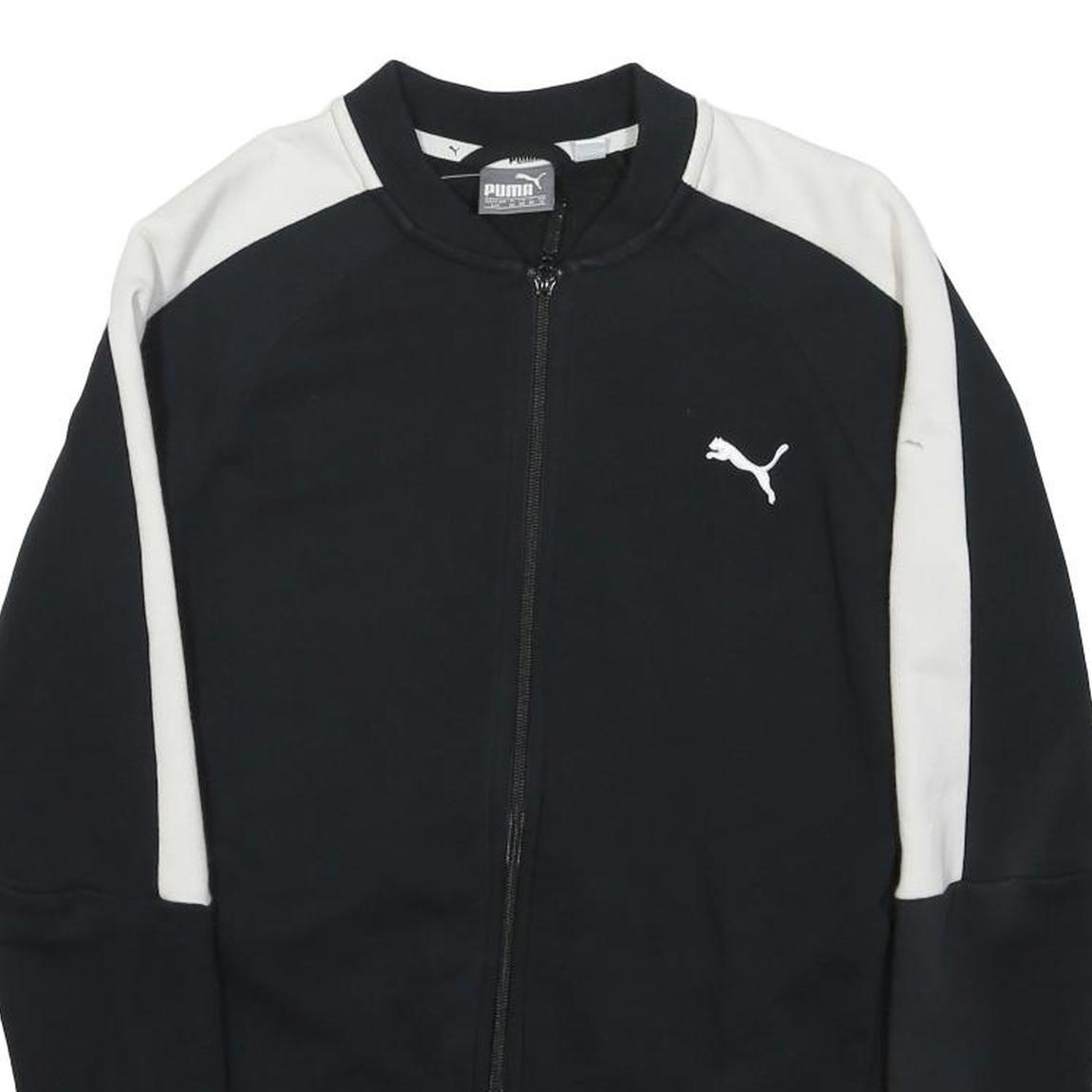 PUMA Womens Black & White Zip Cotton Blend Classic Jacket UK 10 Athletic Casual