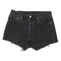 LEVI'S Womens Black Denim Cut-Off Shorts M W32 Distressed Hem Casual