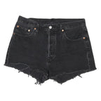 LEVI'S Womens Black Denim Cut-Off Shorts M W32 Distressed Hem Casual