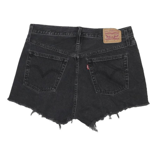LEVI'S Womens Black Denim Cut-Off Shorts M W32 Distressed Hem Casual