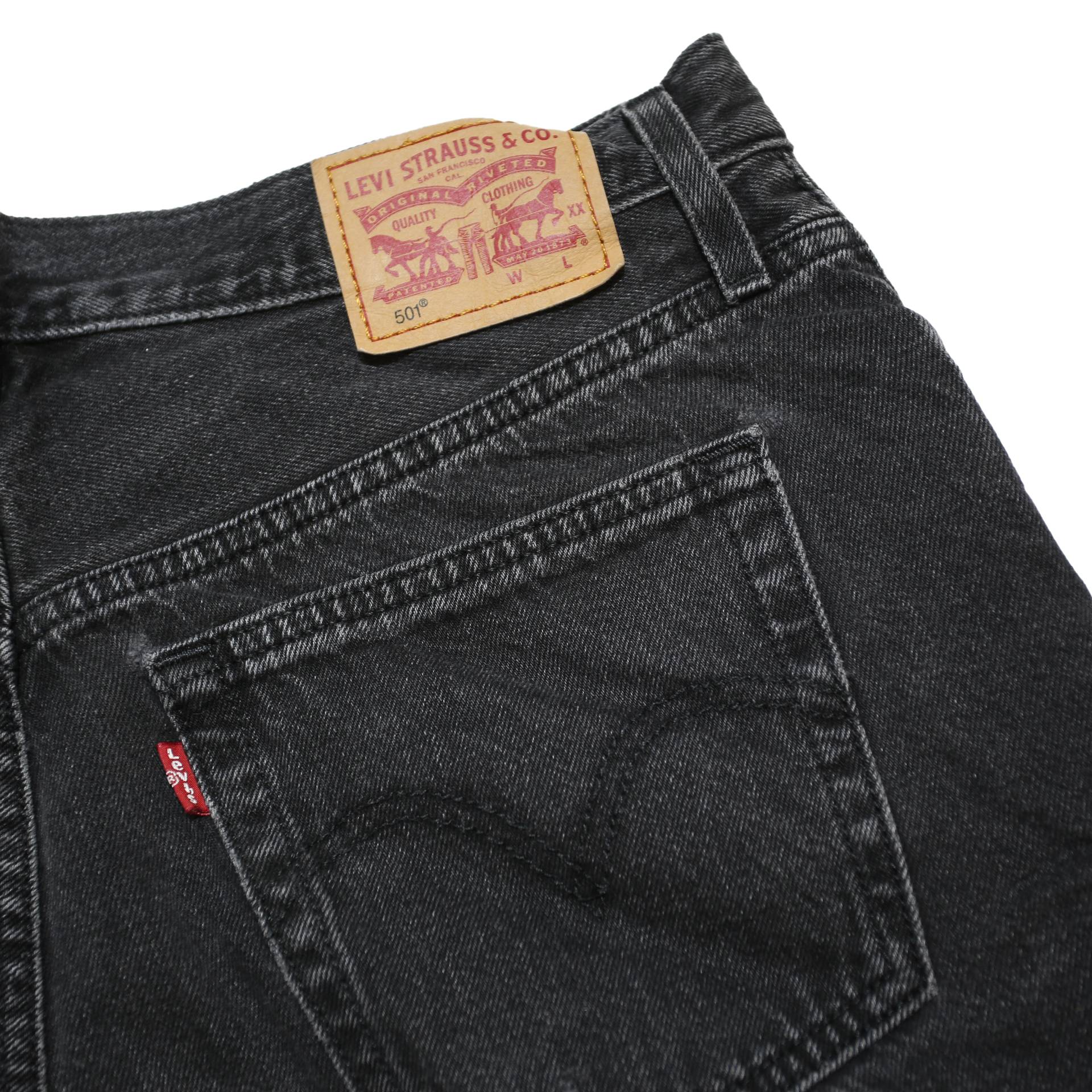 LEVI'S Womens Black Denim Cut-Off Shorts M W32 Distressed Hem Casual