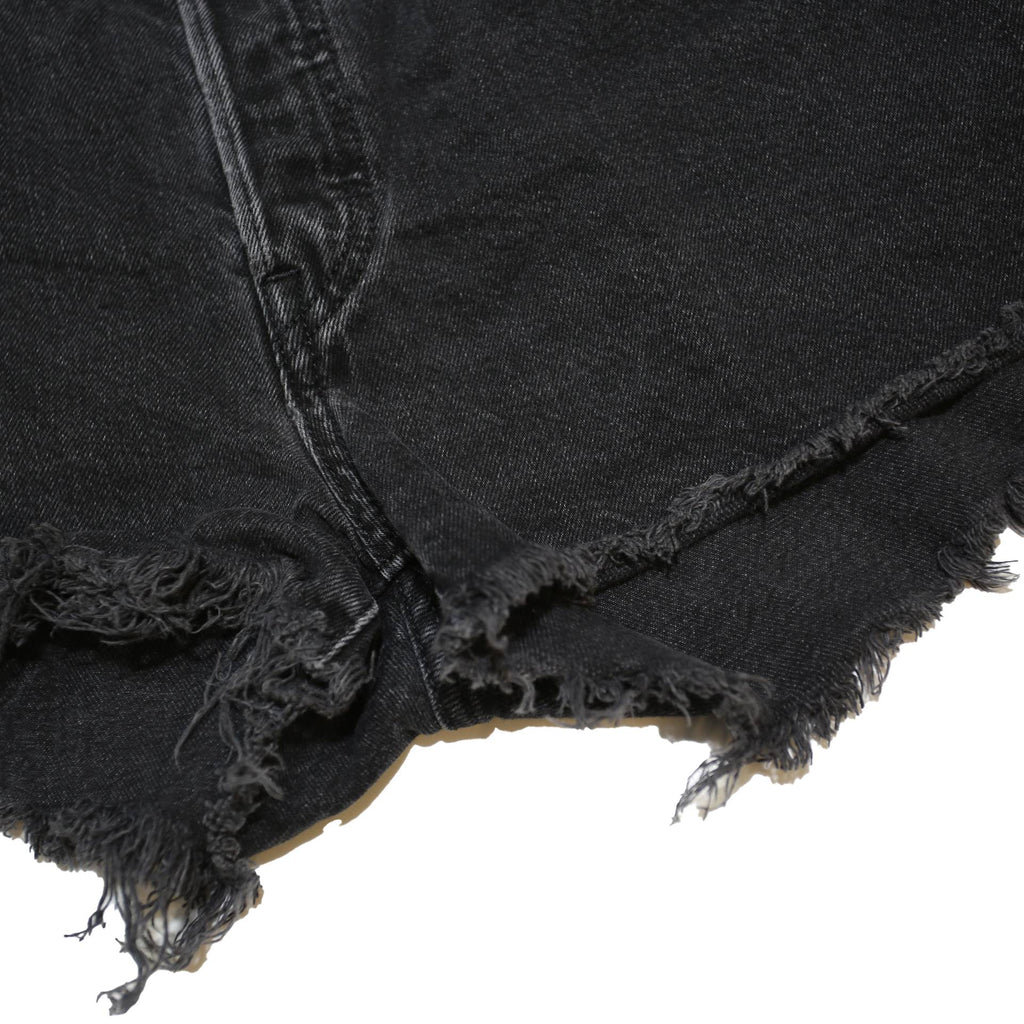 LEVI'S Womens Black Denim Cut-Off Shorts M W32 Distressed Hem Casual