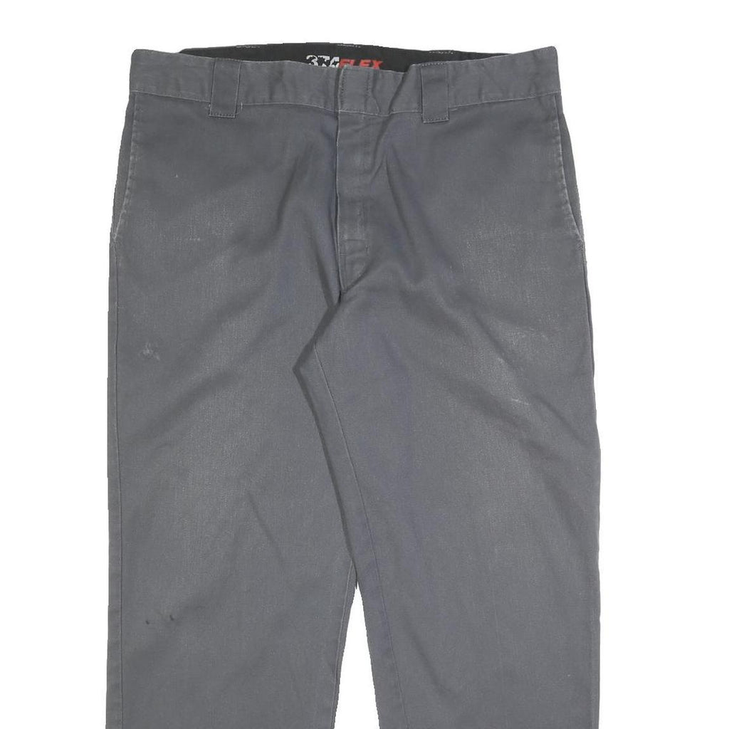 DICKIES Mens Cotton Blend Regular Grey Workwear Trousers W38 L30 Zip Closure