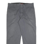 DICKIES Mens Cotton Blend Regular Grey Workwear Trousers W38 L30 Zip Closure