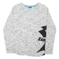 LOTTO Womens White & Black Graphic T-Shirt S Long Sleeve Crew Neck Cotton Blend