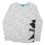 LOTTO Womens White & Black Graphic T-Shirt S Long Sleeve Crew Neck Cotton Blend