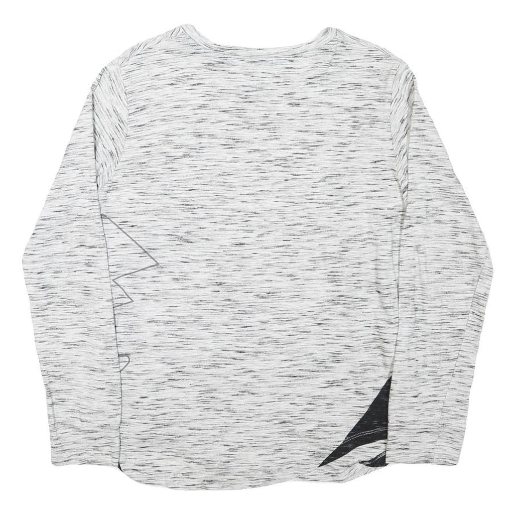 LOTTO Womens White & Black Graphic T-Shirt S Long Sleeve Crew Neck Cotton Blend