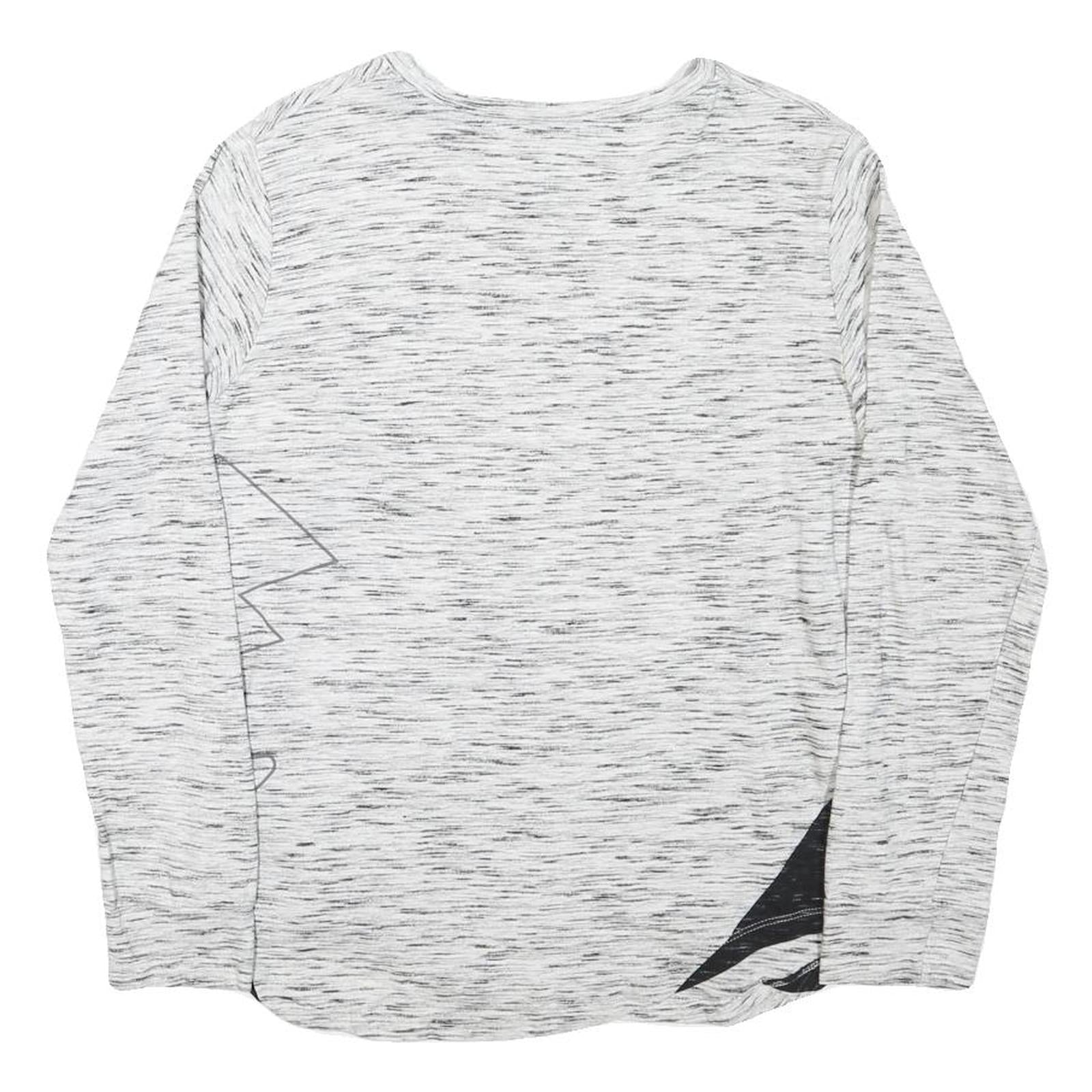 LOTTO Womens White & Black Graphic T-Shirt S Long Sleeve Crew Neck Cotton Blend