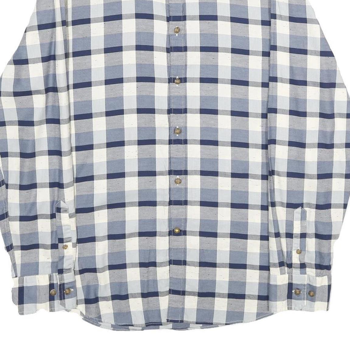 NAUTICA Mens Blue & White Check Shirt XL Button Down Cotton Long Sleeve Casual