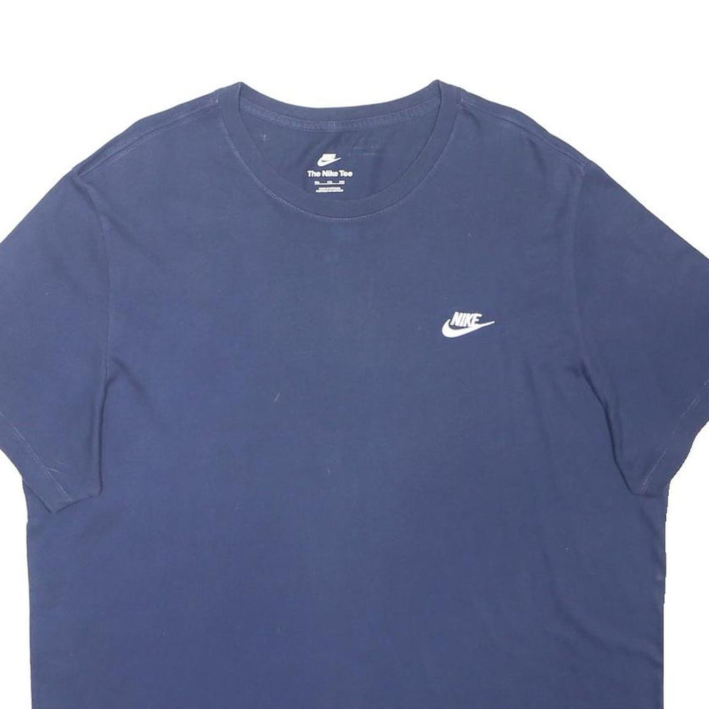 NIKE Mens Blue Crew Neck Short Sleeve Classic T-Shirt 2XL Cotton Blend