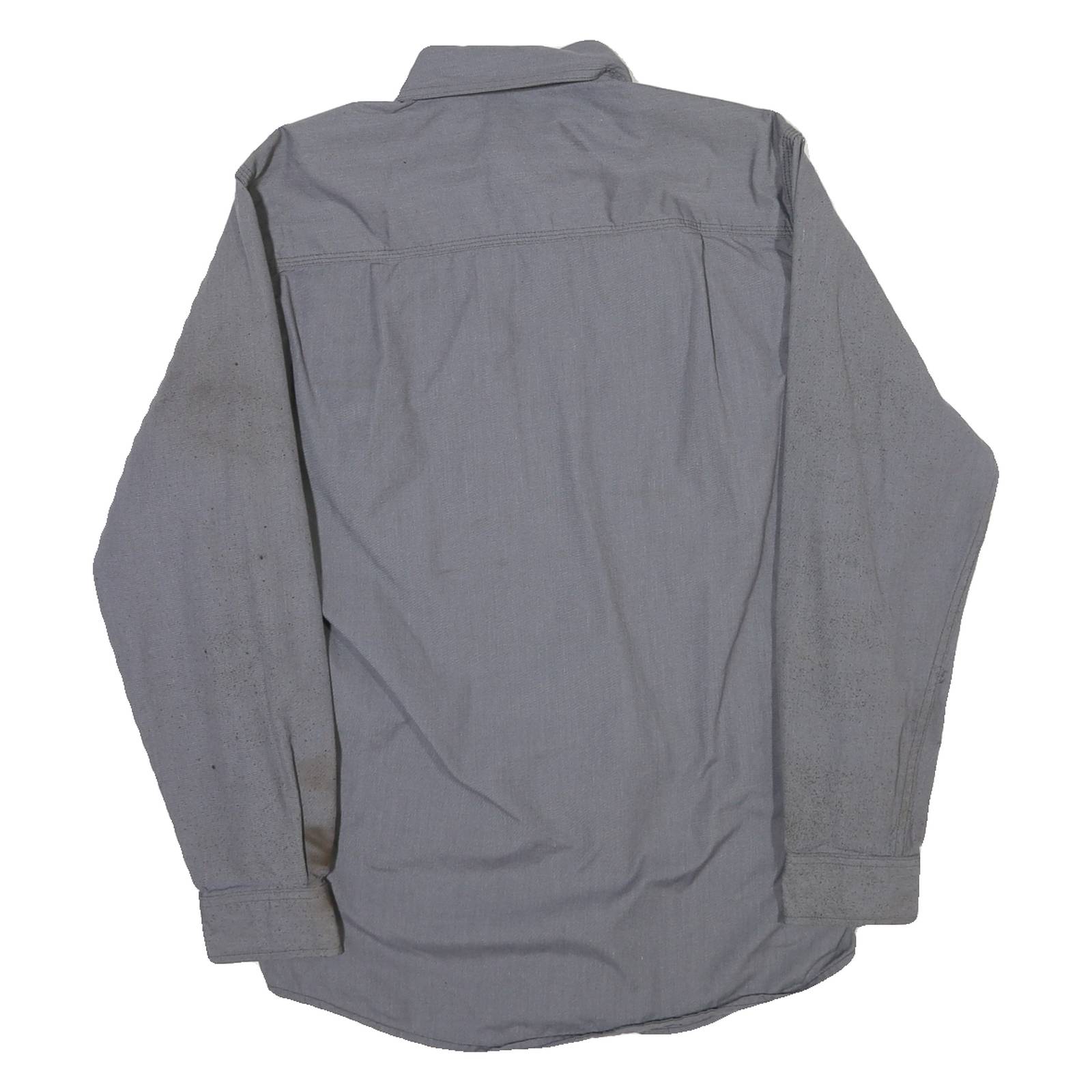 CARHARTT Mens Grey Plain Work Shirt S Button-Down Collar Long Sleeve Durable