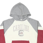 CHAMPION Womens Grey & Cream & Maroon Carolina Pullover Hoodie L Cotton Blend