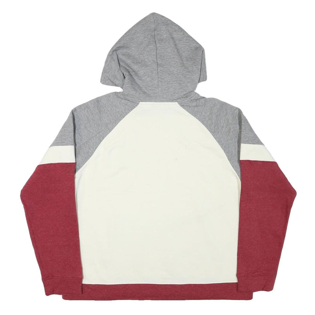 CHAMPION Womens Grey & Cream & Maroon Carolina Pullover Hoodie L Cotton Blend
