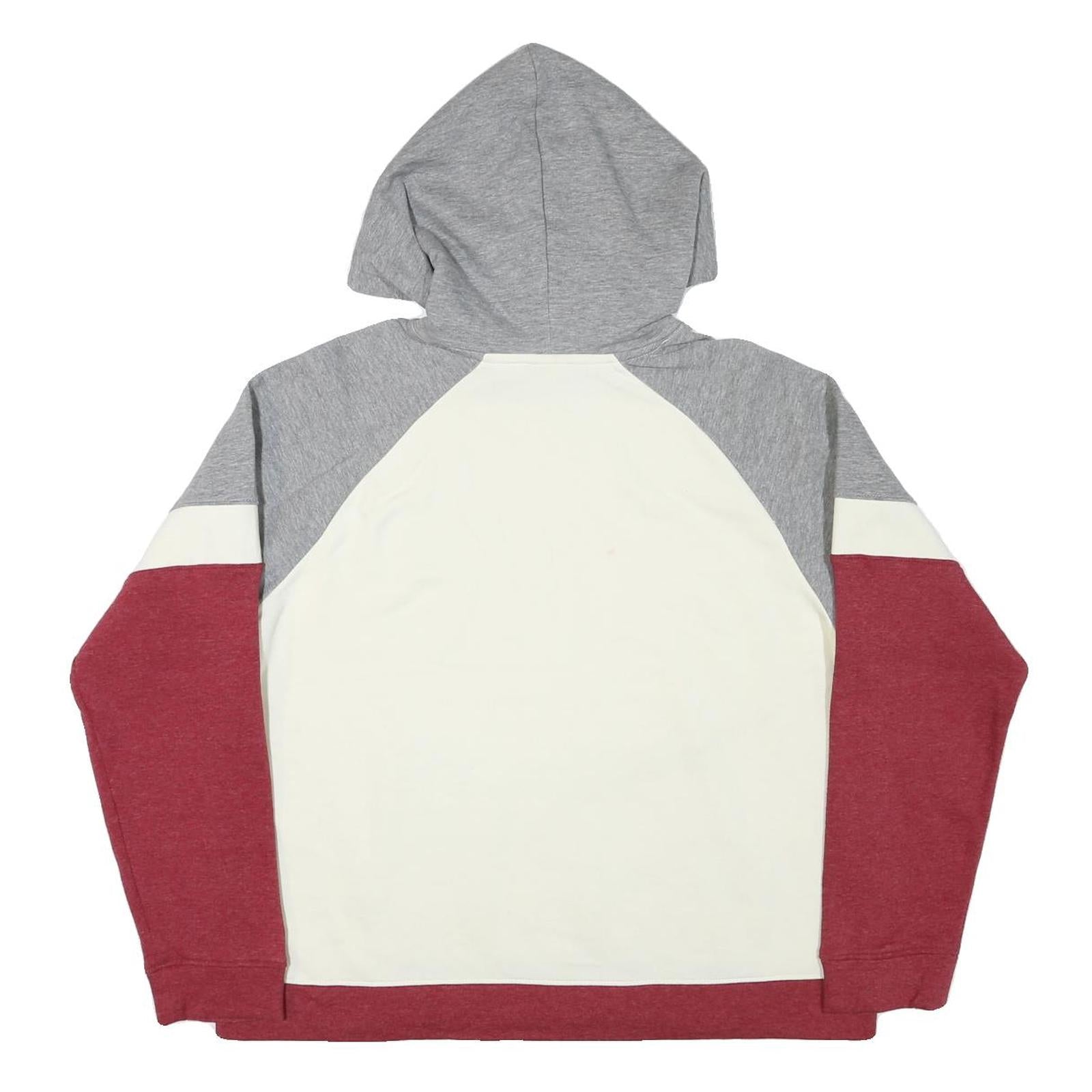 CHAMPION Womens Grey & Cream & Maroon Carolina Pullover Hoodie L Cotton Blend