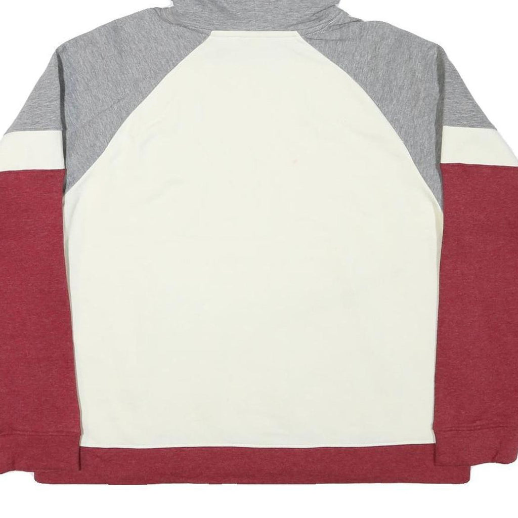 CHAMPION Womens Grey & Cream & Maroon Carolina Pullover Hoodie L Cotton Blend