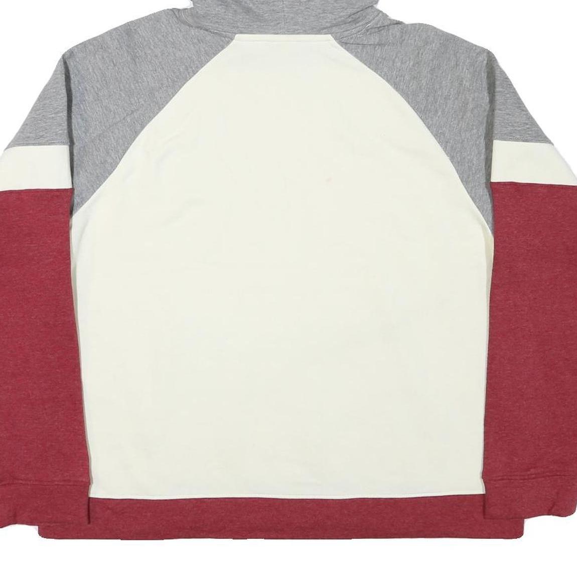 CHAMPION Womens Grey & Cream & Maroon Carolina Pullover Hoodie L Cotton Blend