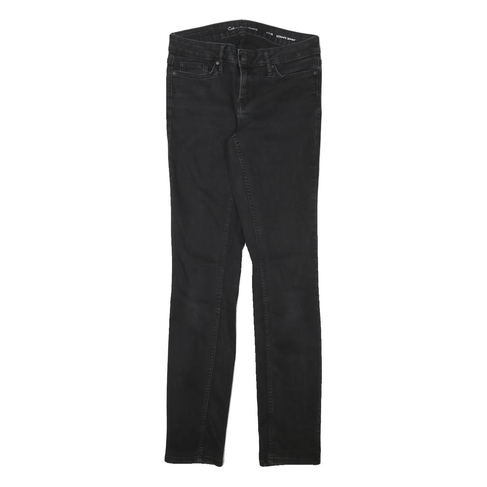 CALVIN KLEIN JEANS Womens Slim Black Skinny Denim Dark W28 L32 Stretch Denim
