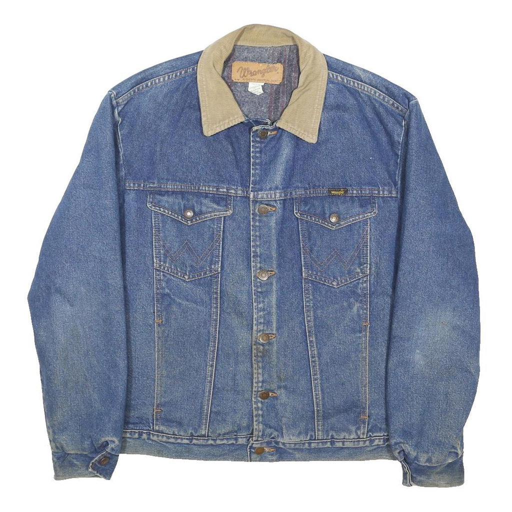 WRANGLER Mens Blue Denim Button Jacket L Cotton Blend Classic Retro