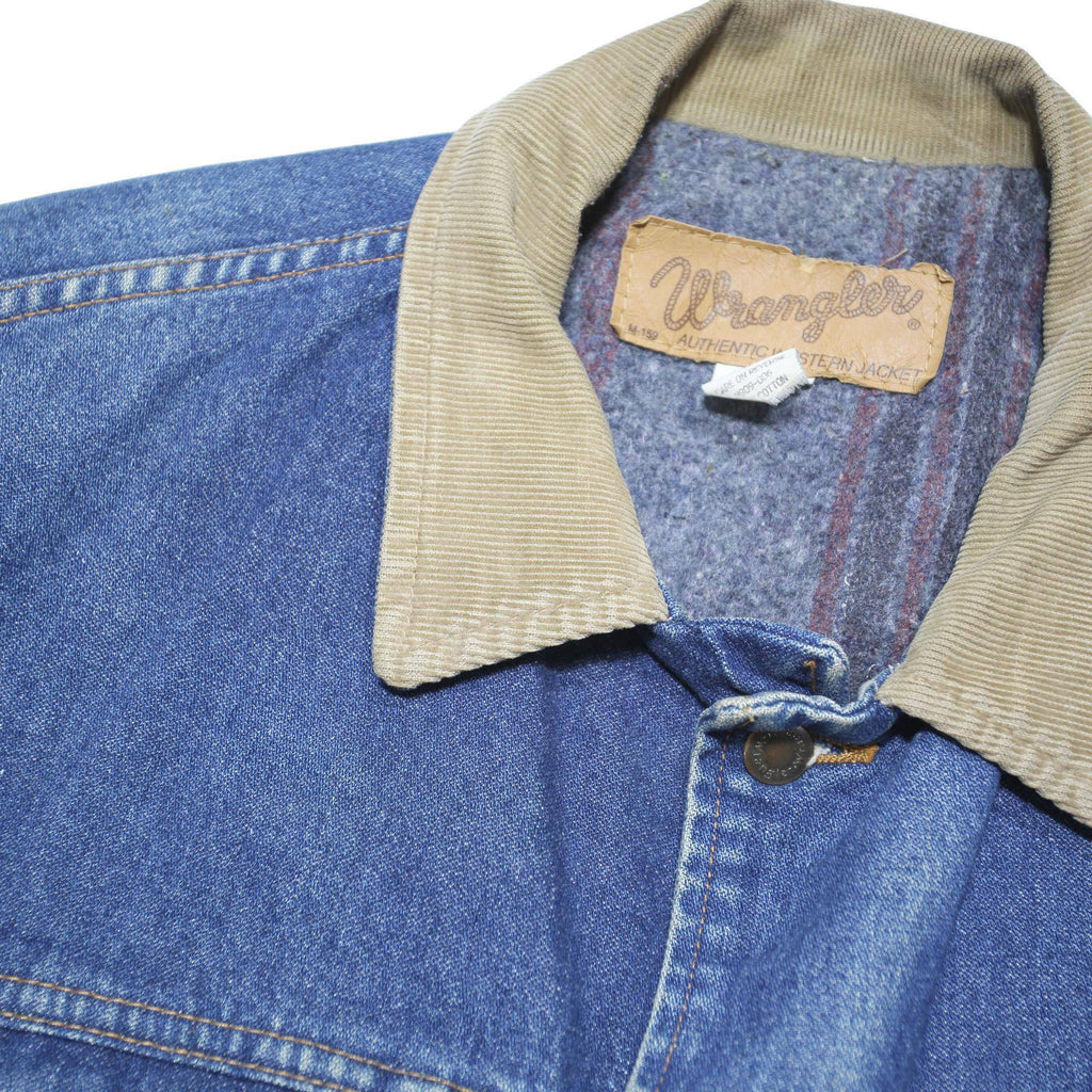 WRANGLER Mens Blue Denim Button Jacket L Cotton Blend Classic Retro