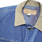 WRANGLER Mens Blue Denim Button Jacket L Cotton Blend Classic Retro