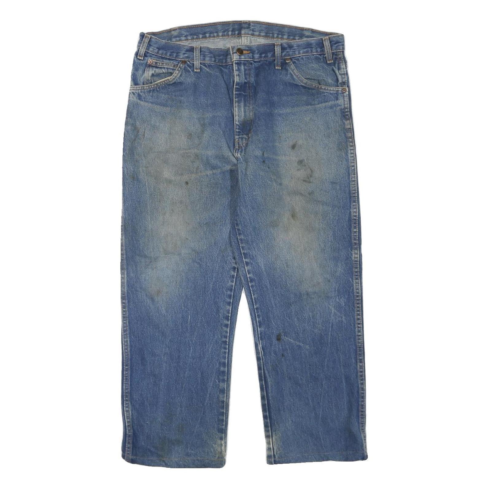 DICKIES Mens Blue Regular Fit Straight Denim Jeans W36 L26 Workwear Zip Closure