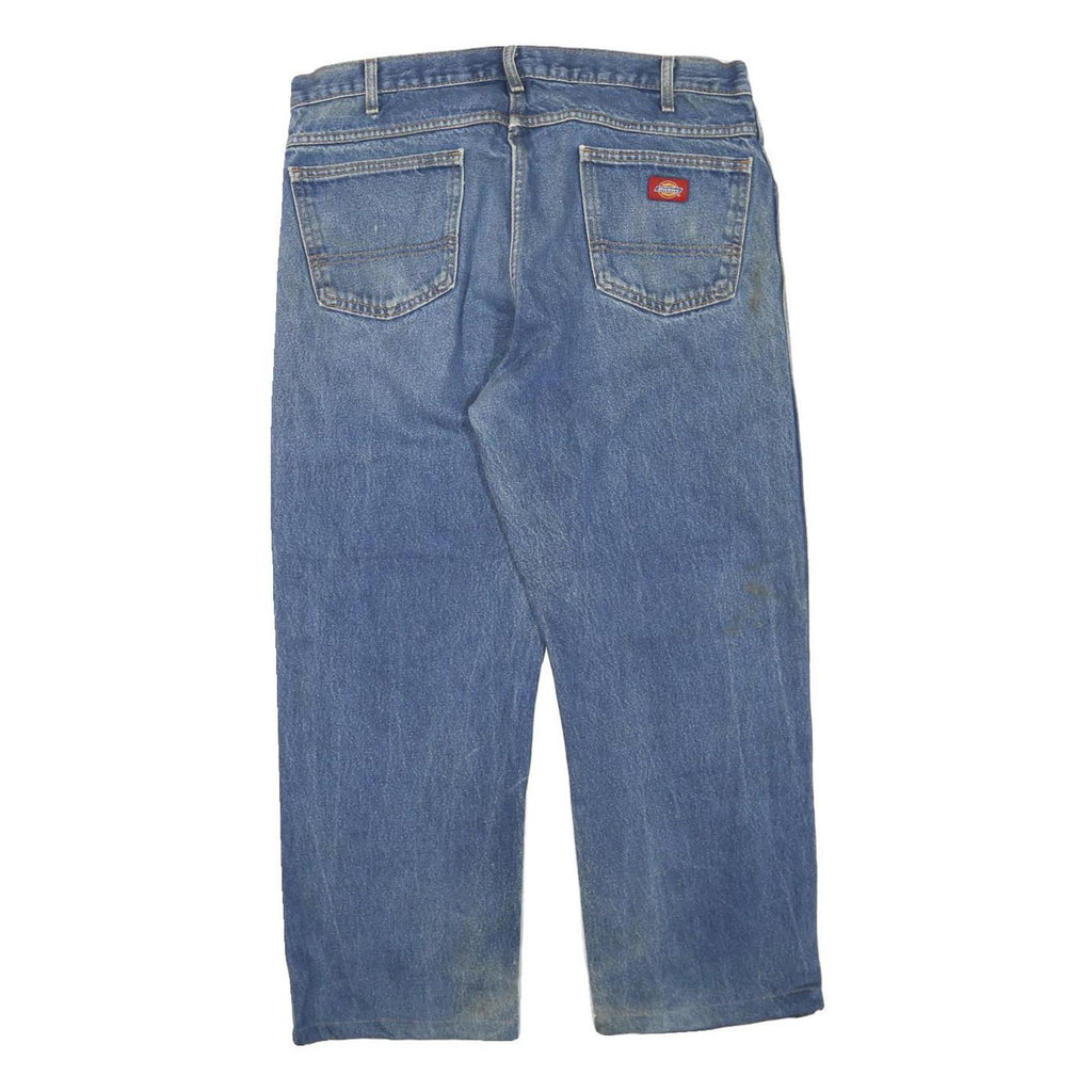 DICKIES Mens Blue Regular Fit Straight Denim Jeans W36 L26 Workwear Zip Closure