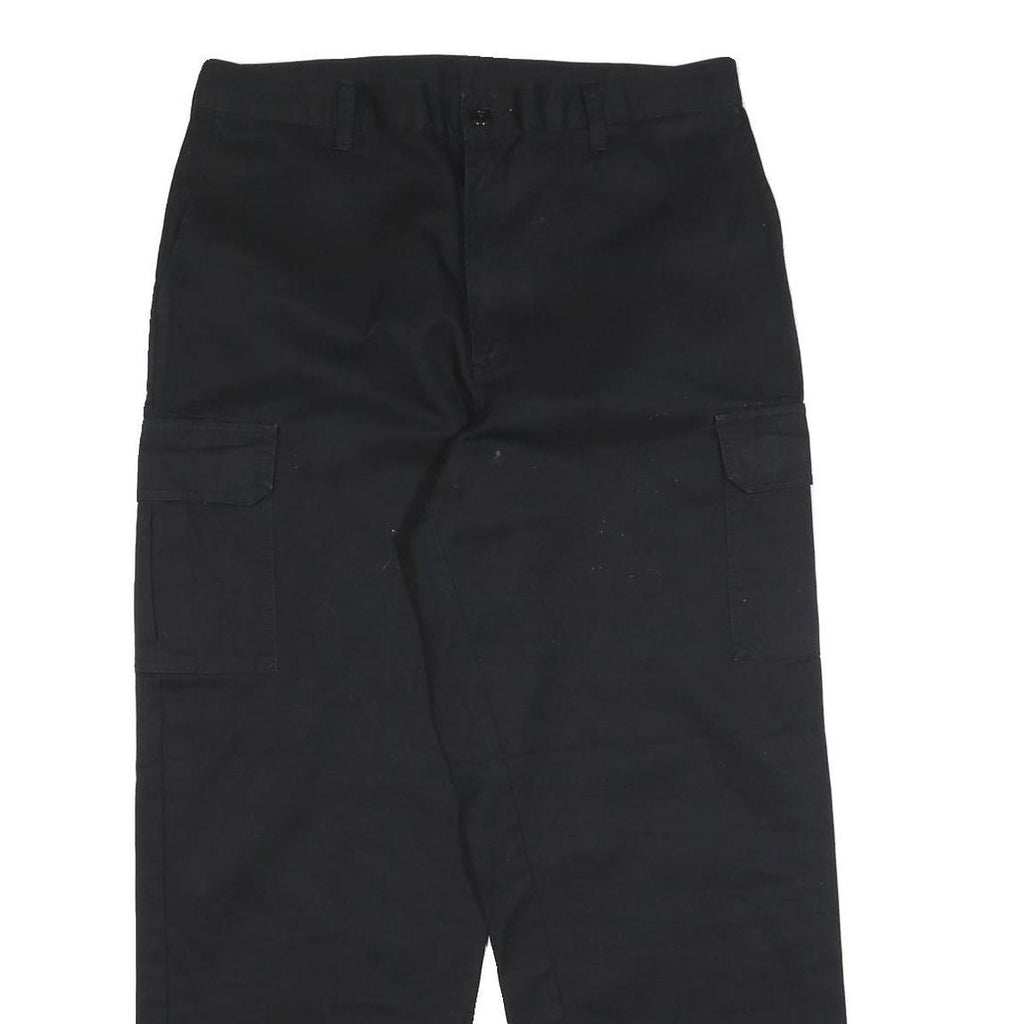DICKIES Mens Cotton Blend Black Relaxed Cargo Trousers W33 L29 Workwear Zip