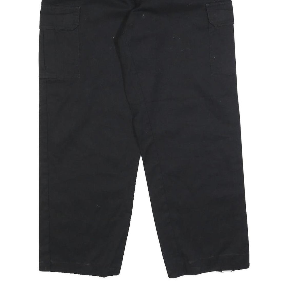 DICKIES Mens Cotton Blend Black Relaxed Cargo Trousers W33 L29 Workwear Zip