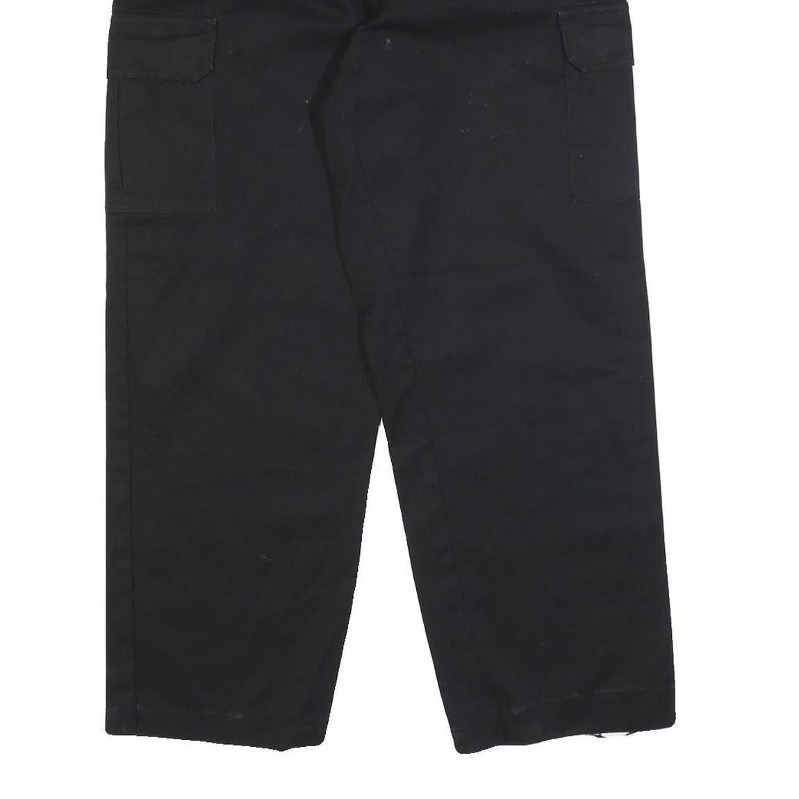 DICKIES Mens Cotton Blend Black Relaxed Cargo Trousers W33 L29 Workwear Zip