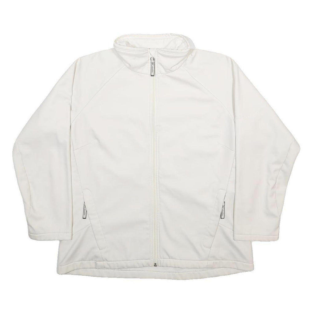 COLUMBIA Womens White Jacket XL Polyester Zip Plain Outdoor Casual Warm Layer