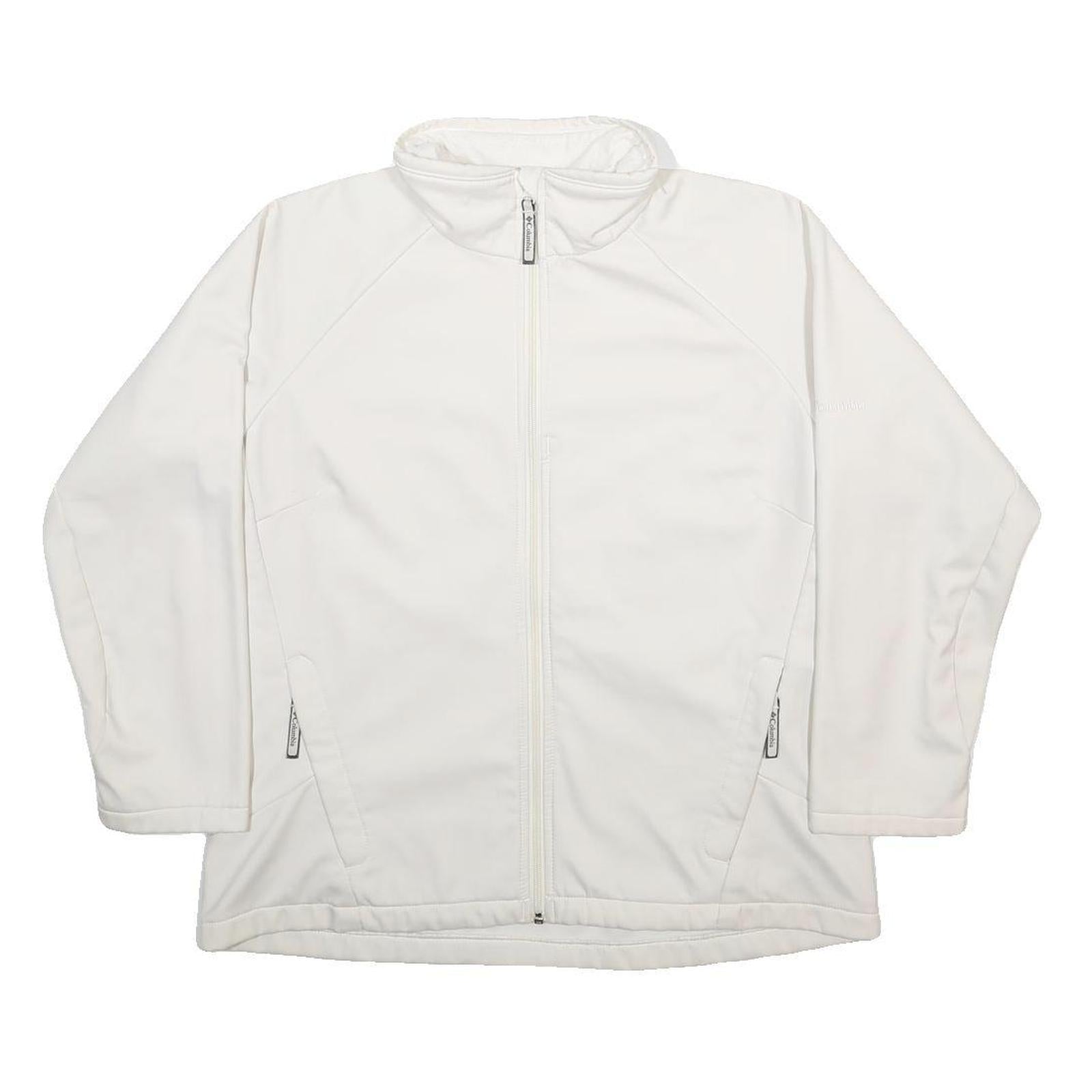 COLUMBIA Womens White Jacket XL Polyester Zip Plain Outdoor Casual Warm Layer