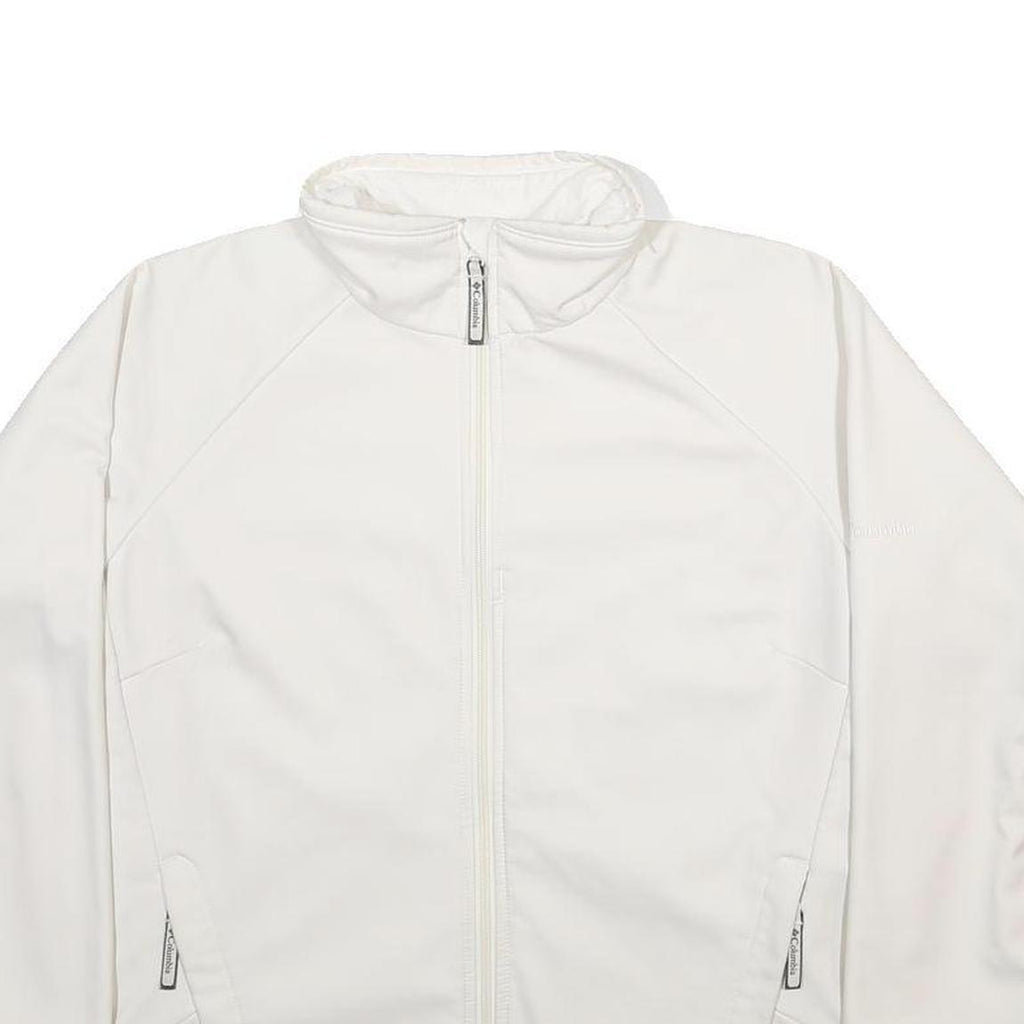 COLUMBIA Womens White Jacket XL Polyester Zip Plain Outdoor Casual Warm Layer