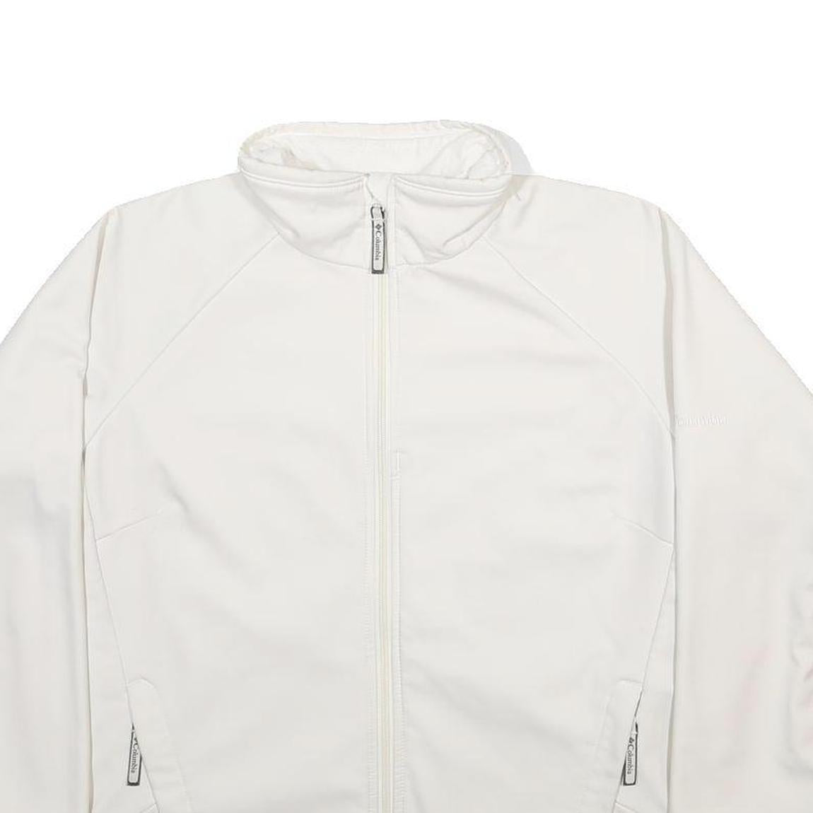 COLUMBIA Womens White Jacket XL Polyester Zip Plain Outdoor Casual Warm Layer