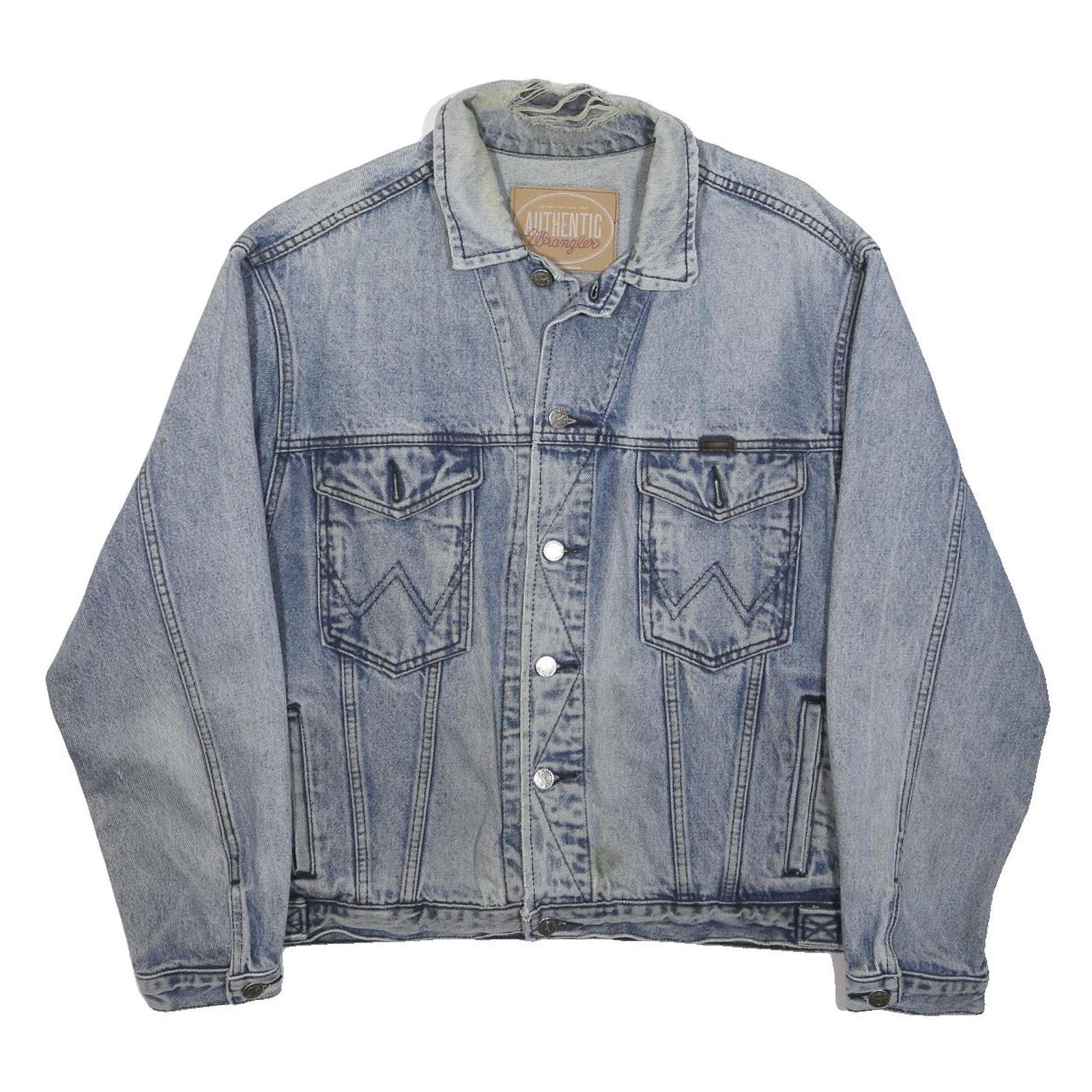 WRANGLER Mens Blue Denim Button Jacket M Classic Casual Vintage Style