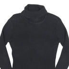 TOMMY HILFIGER Womens Black Plain Roll Neck Basic Knit Jumper M Cotton Knitwear
