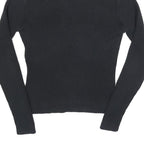 TOMMY HILFIGER Womens Black Plain Roll Neck Basic Knit Jumper M Cotton Knitwear
