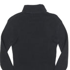 TOMMY HILFIGER Womens Black Plain Roll Neck Basic Knit Jumper M Cotton Knitwear