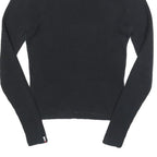 TOMMY HILFIGER Womens Black Plain Roll Neck Basic Knit Jumper M Cotton Knitwear
