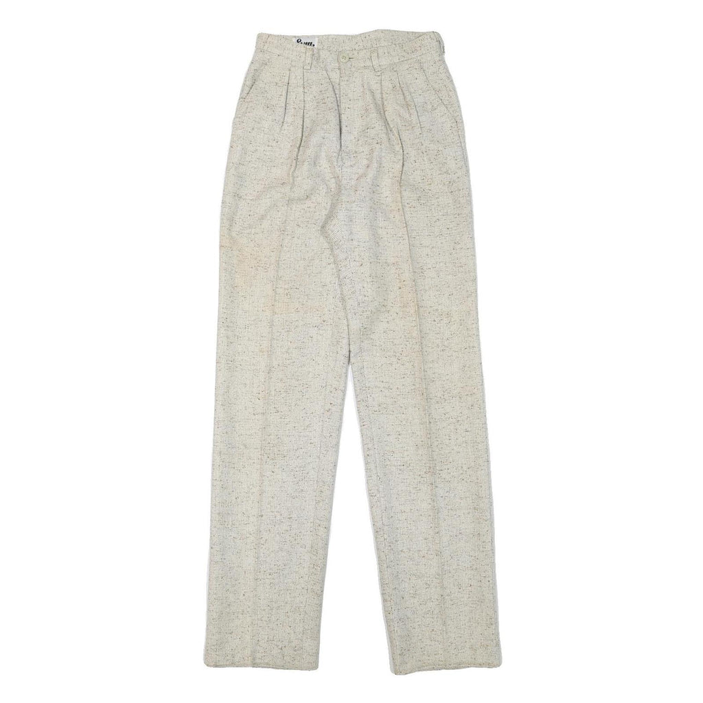 SYM Womens Wool Blend Beige Regular Fit Trousers W24 L32 Smart Comfort